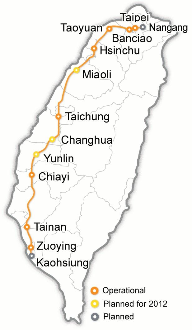 Taivāna bullet train kartē