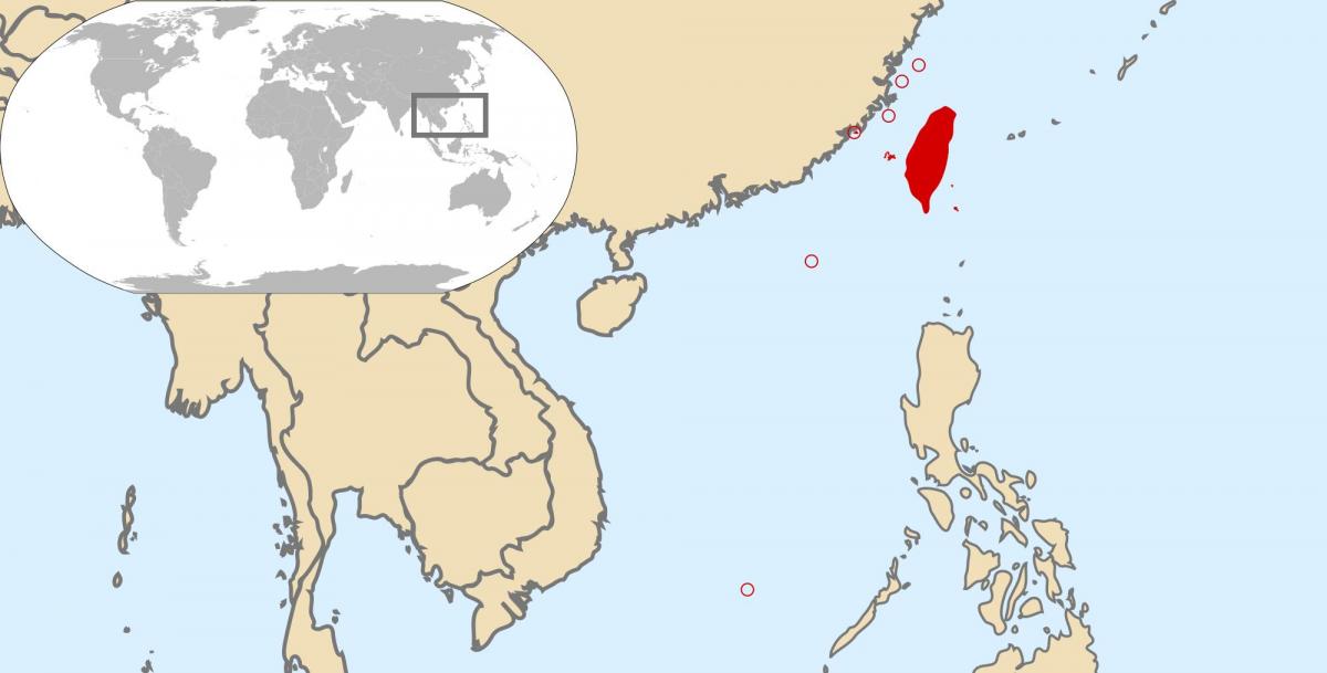 pasaules karte, kas attēlo Taivānas