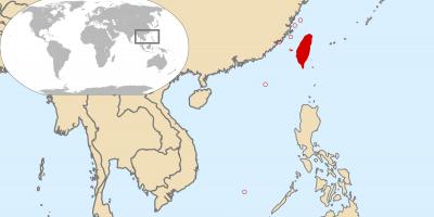 Pasaules karte, kas attēlo Taivānas